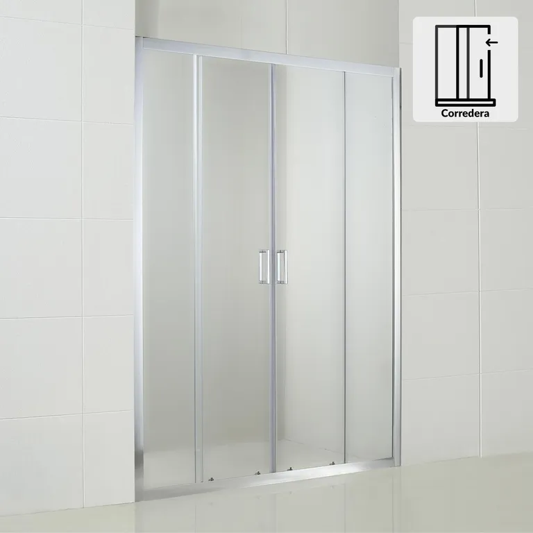 Mampara corredera rectangular 130x198 cm vidrio templado