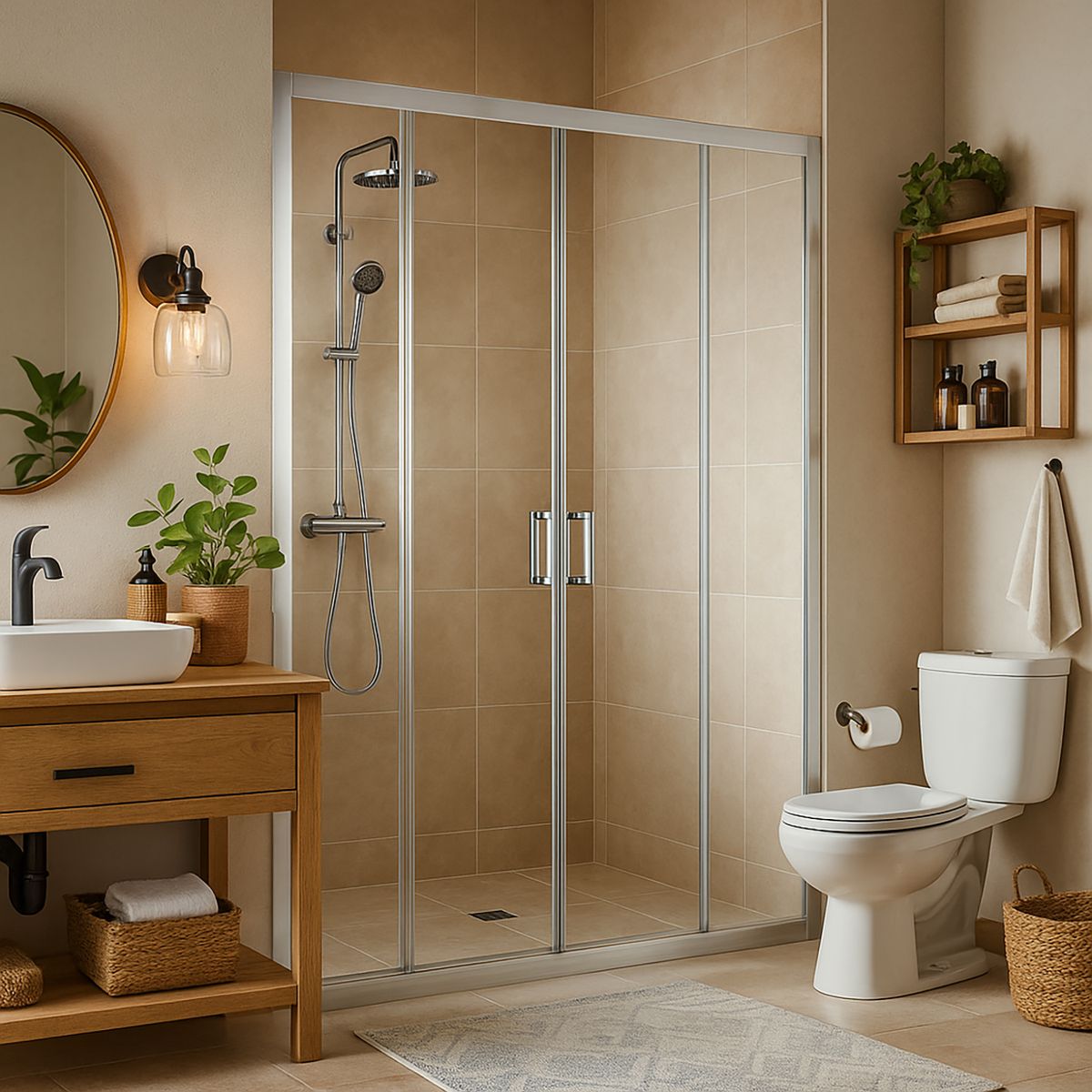 KLIPEN - Mampara corredera rectangular 130x198 cm vidrio templado