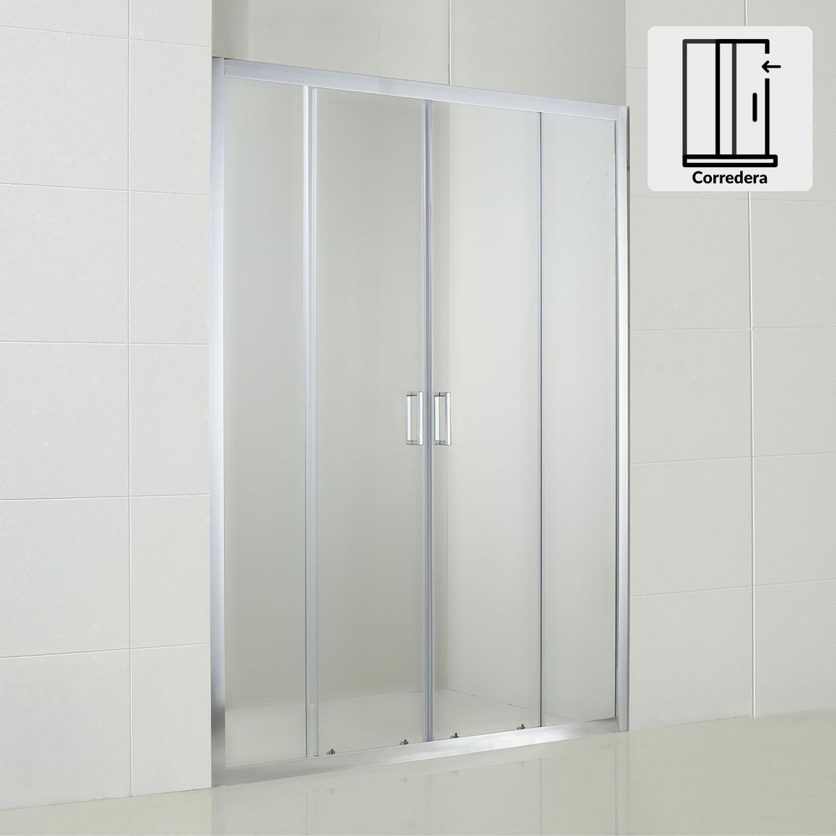 KLIPEN - Mampara corredera rectangular 140x198 cm vidrio templado