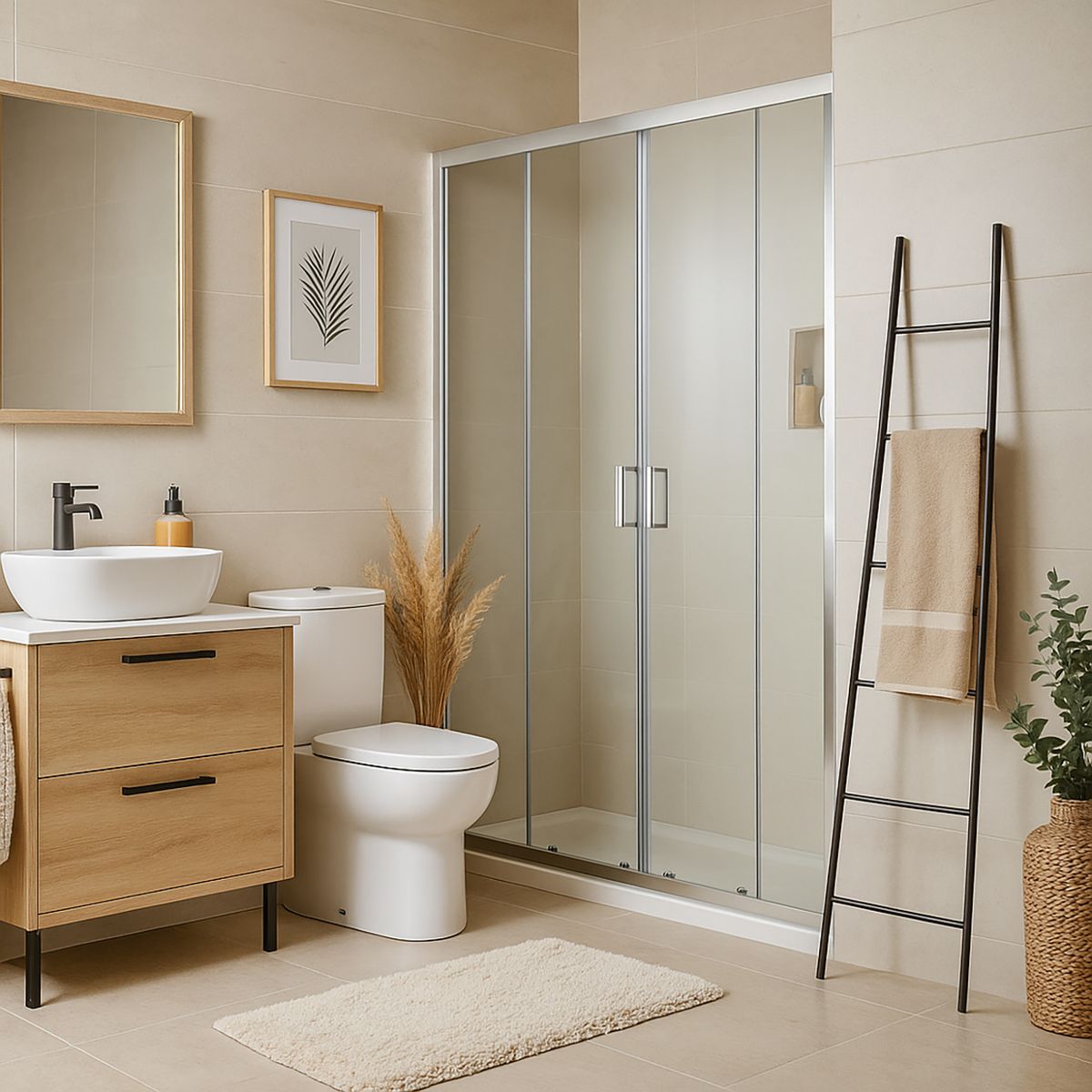 KLIPEN - Mampara corredera rectangular 150x198 cm vidrio templado