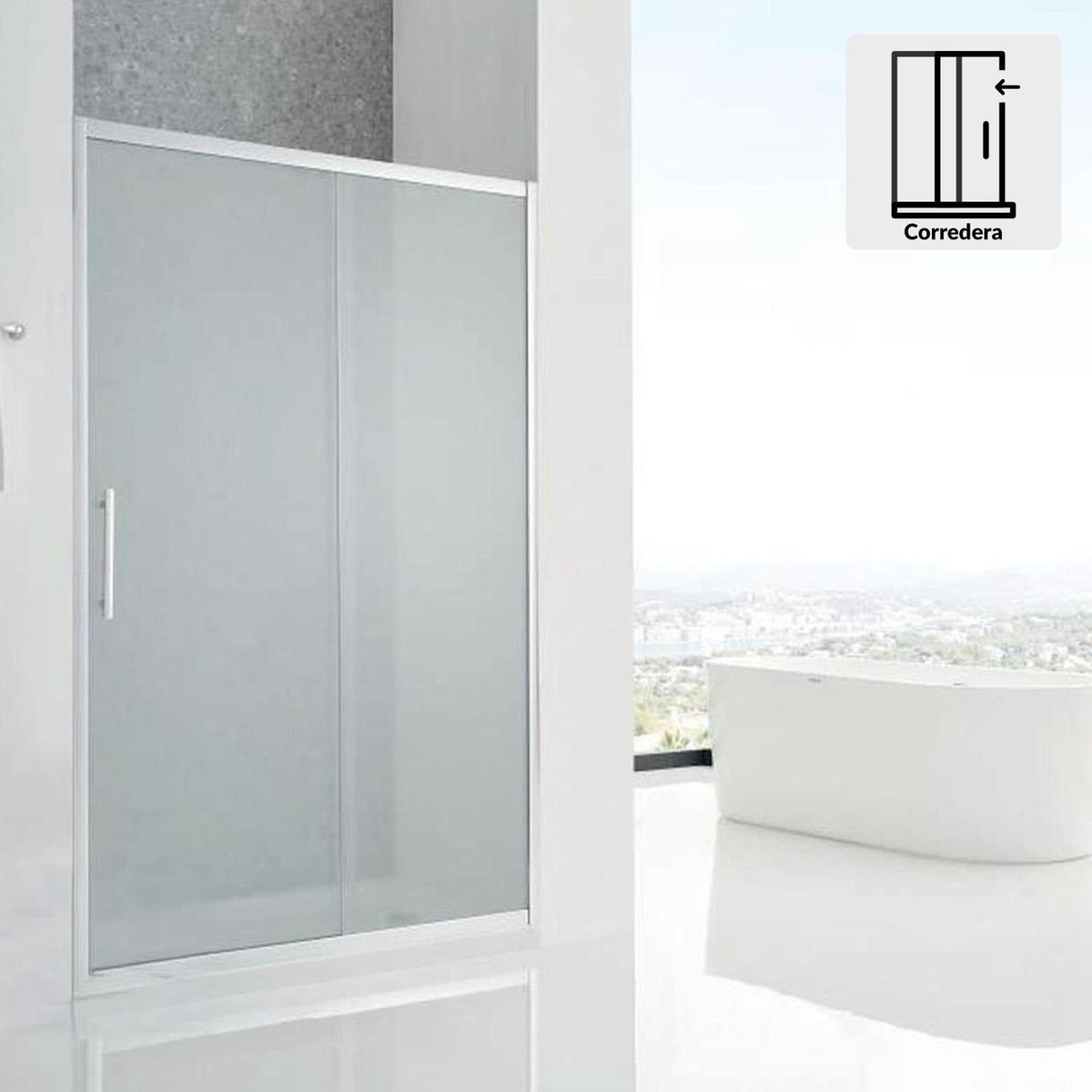 KLIPEN - Mampara corredera rectangular 150x185 cm vidrio templado