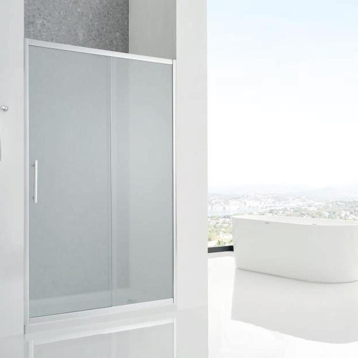 KLIPEN - Mampara corredera rectangular 150x185 cm vidrio templado