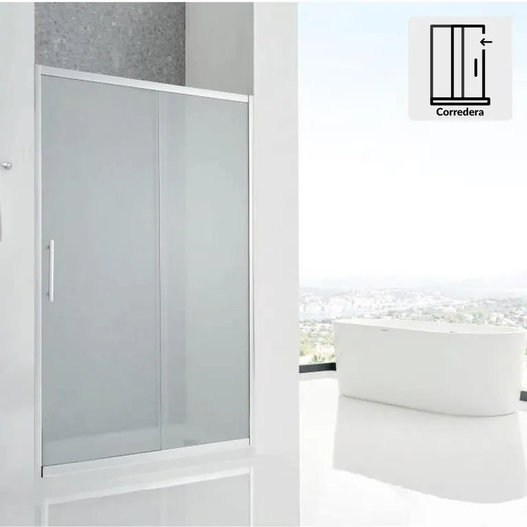 Mampara corredera rectangular 160x185 cm vidrio templado