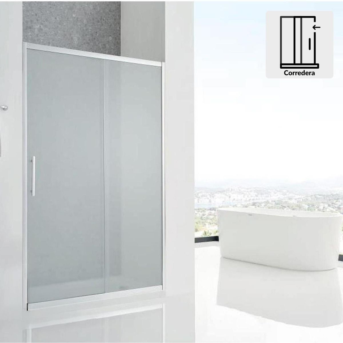 KLIPEN - Mampara corredera rectangular 160x185 cm vidrio templado