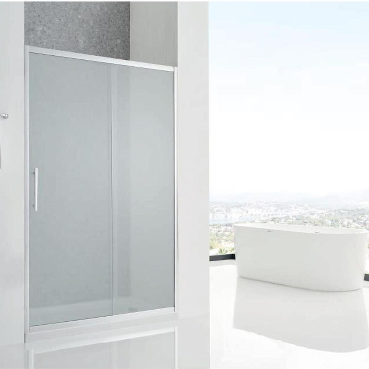 KLIPEN - Mampara corredera rectangular 160x185 cm vidrio templado