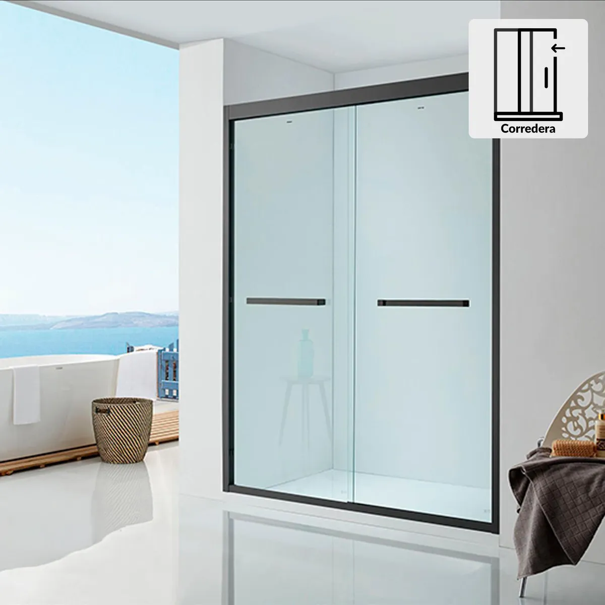 KLIPEN - Mampara 2 correderas rectangular 140x195 cm vidrio templado