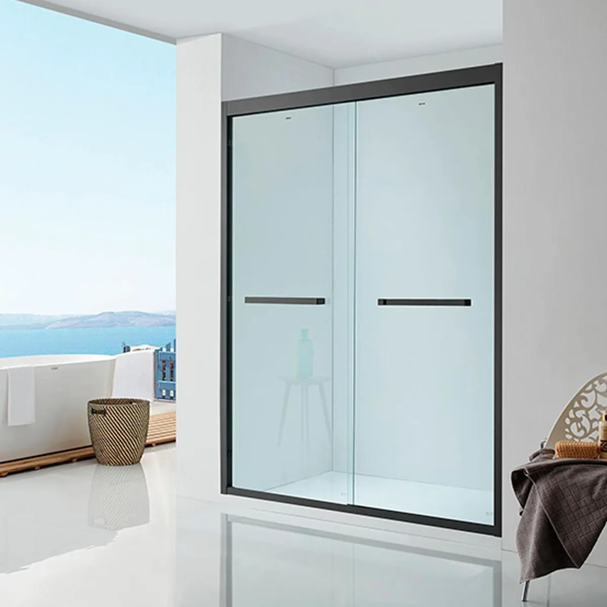 KLIPEN - Mampara 2 correderas rectangular 140x195 cm vidrio templado