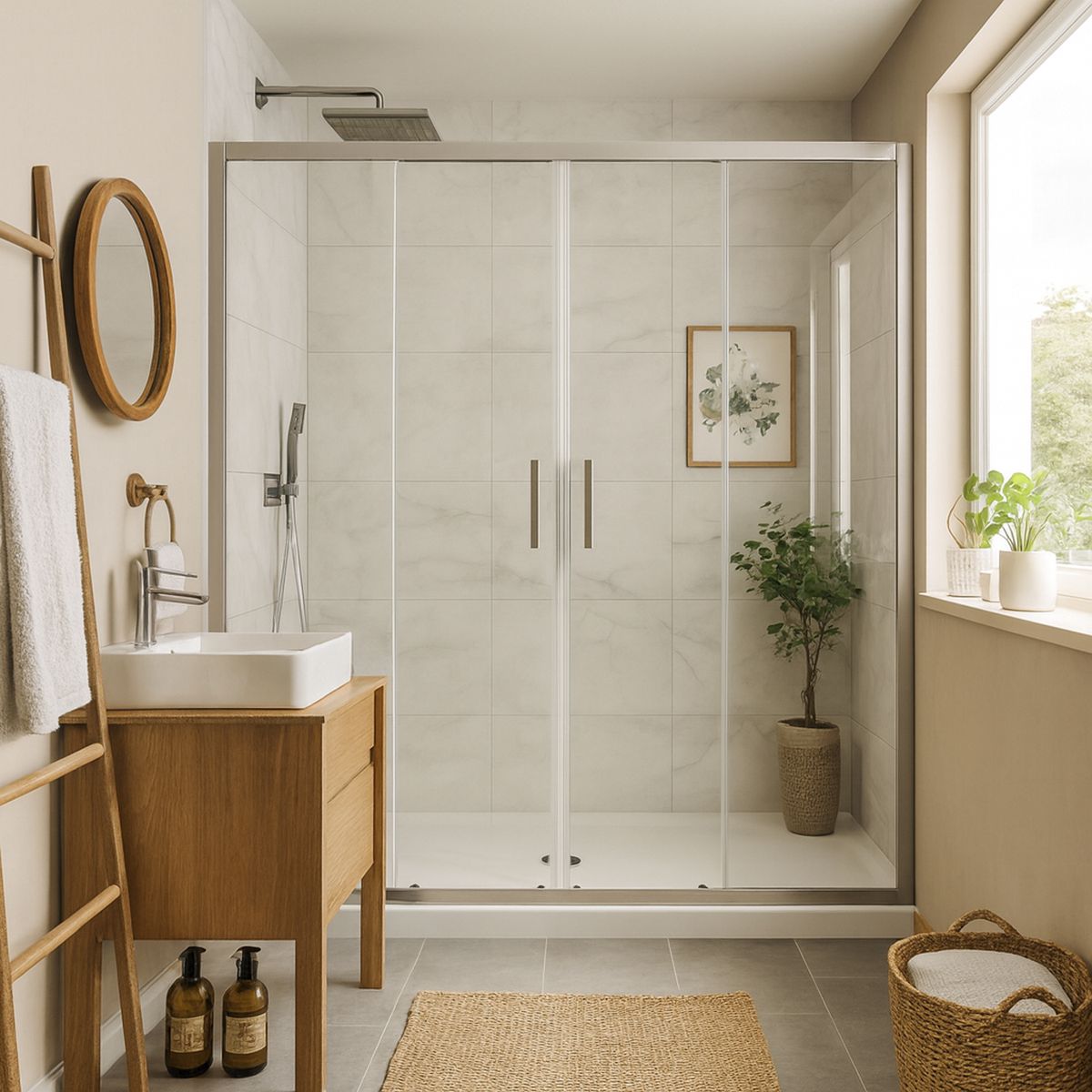 KLIPEN - Mampara corredera rectangular 170x198 cm vidrio templado