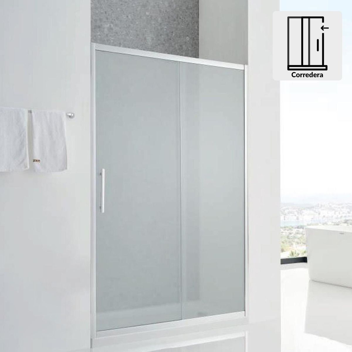 KLIPEN - Mampara corredera rectangular 140x185 cm vidrio templado