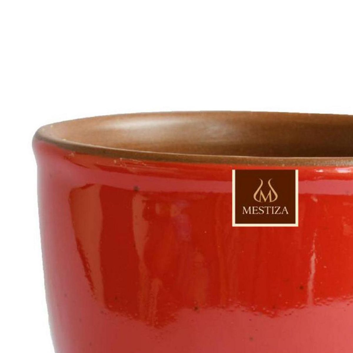 MESTIZA - Set Macetero y Plato Zafiro de Cerámica 17x17 Rojo