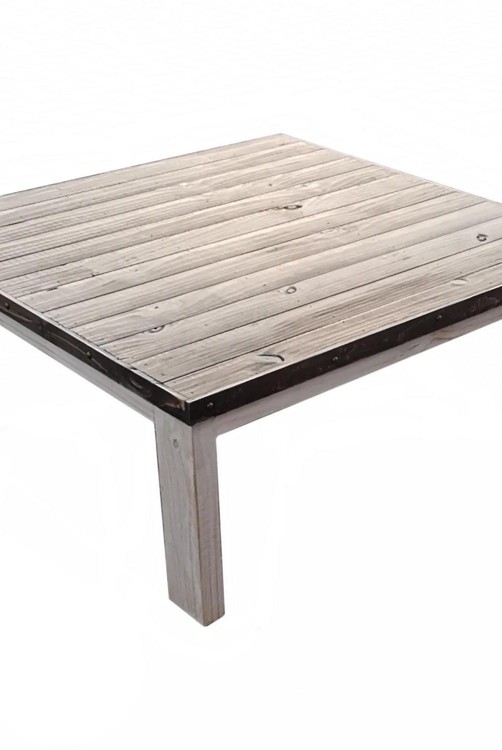 TAIKKEE - Mesa de centro 100x100x40 cm blanco/café