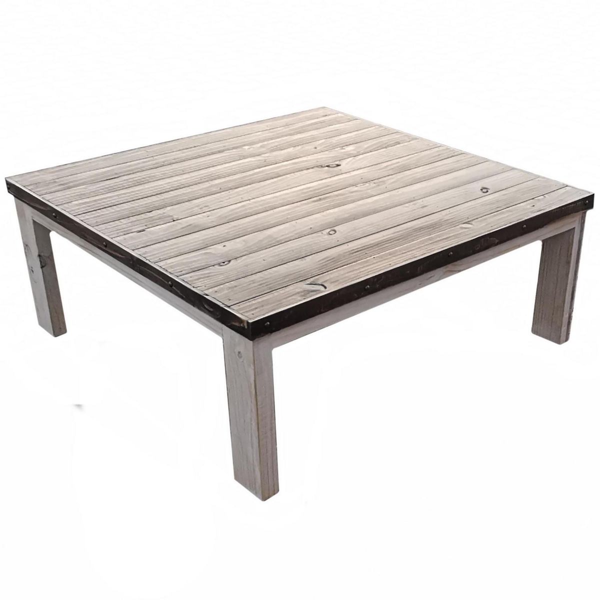 TAIKKEE - Mesa de centro 100x100x40 cm blanco/café