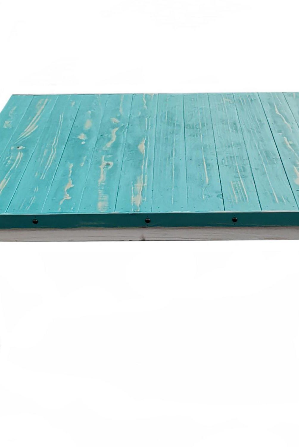 TAIKKEE - Mesa de centro 100x100x40 cm blanco/turquesa