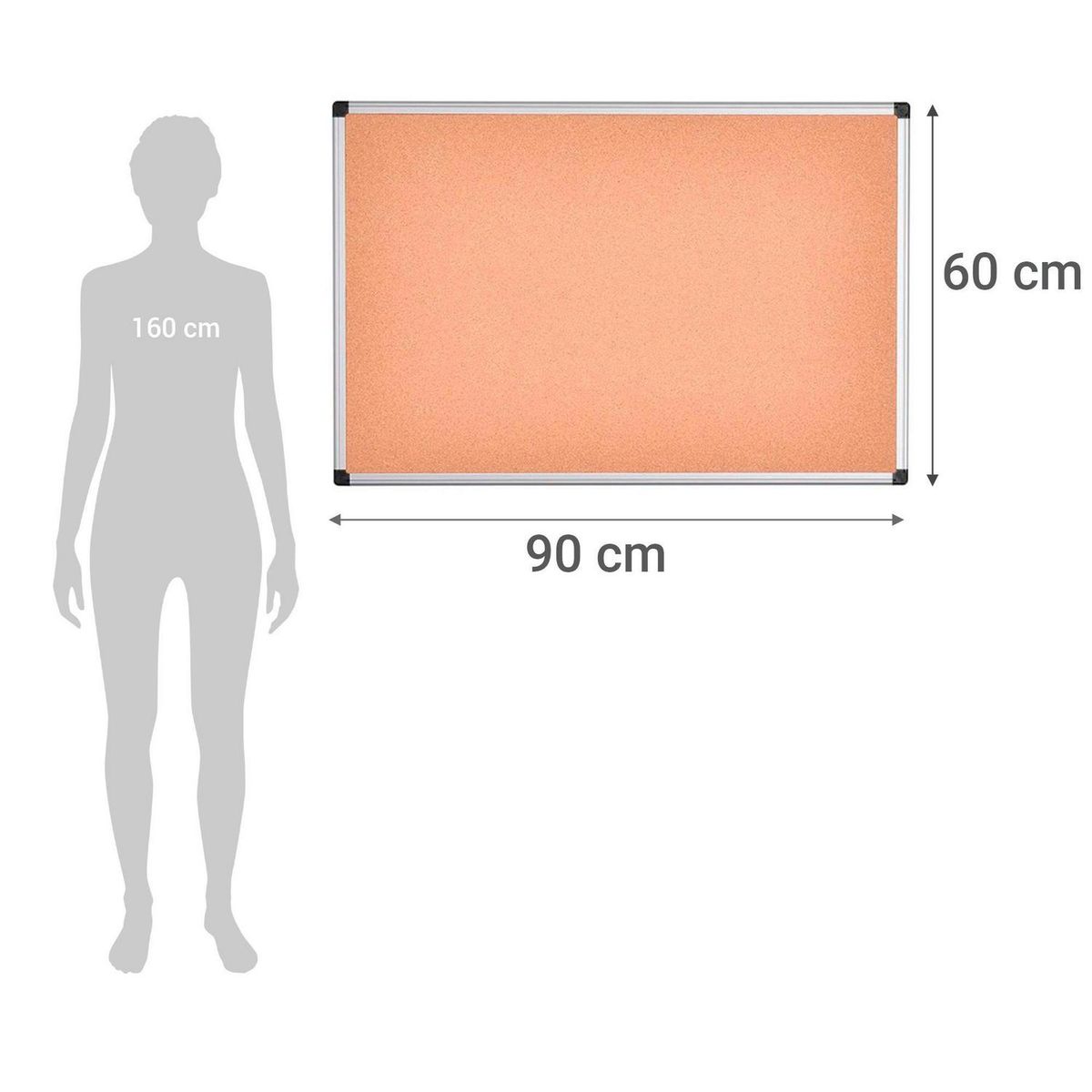 BI SILQUE - Pizarra corcho 90x60 marco aluminio bi-silque