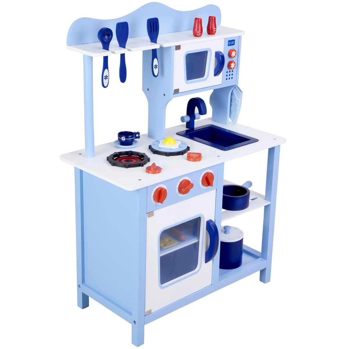 KIDSCOOL - Cocina de madera celeste con accesorios