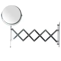 DECO EXPRESS - Espejo Zoom x 3 Baño Redonda 17.5x21.5 cm Plateado Retráctil