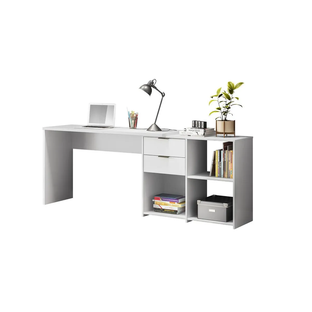 HOME MOBILI - Escritorio 2 Cajones Nacho MDP 73x200x38 cm Blanco