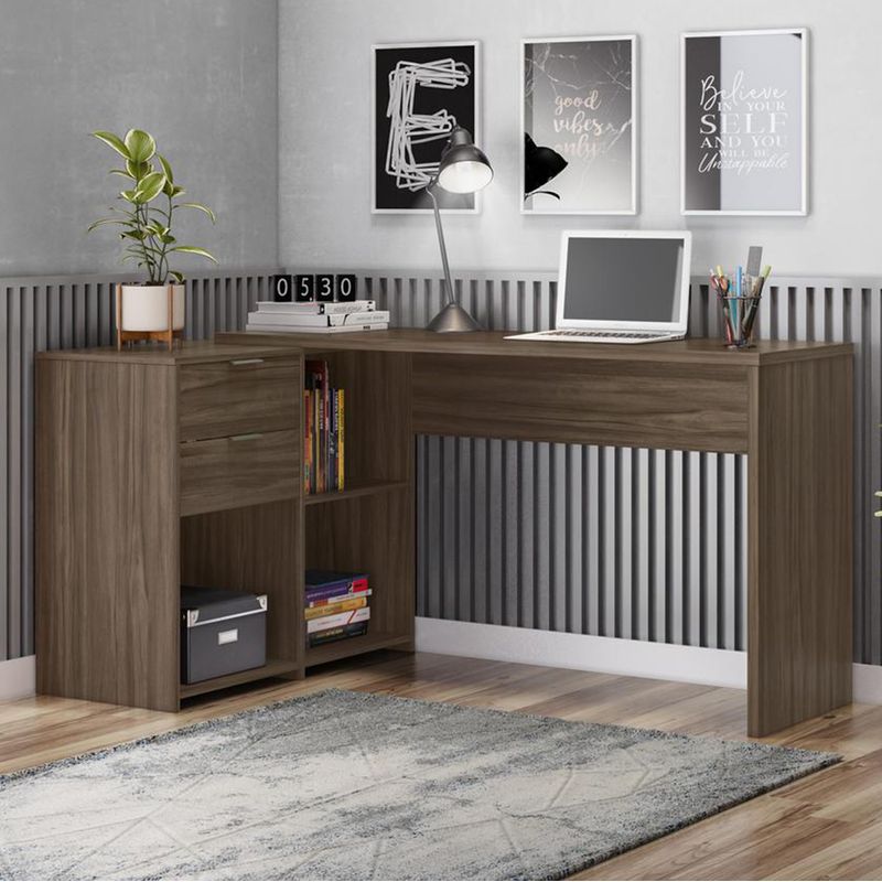 HOME MOBILI - Escritorio 2 Cajones Pache MDP 73x200x38 cm Café