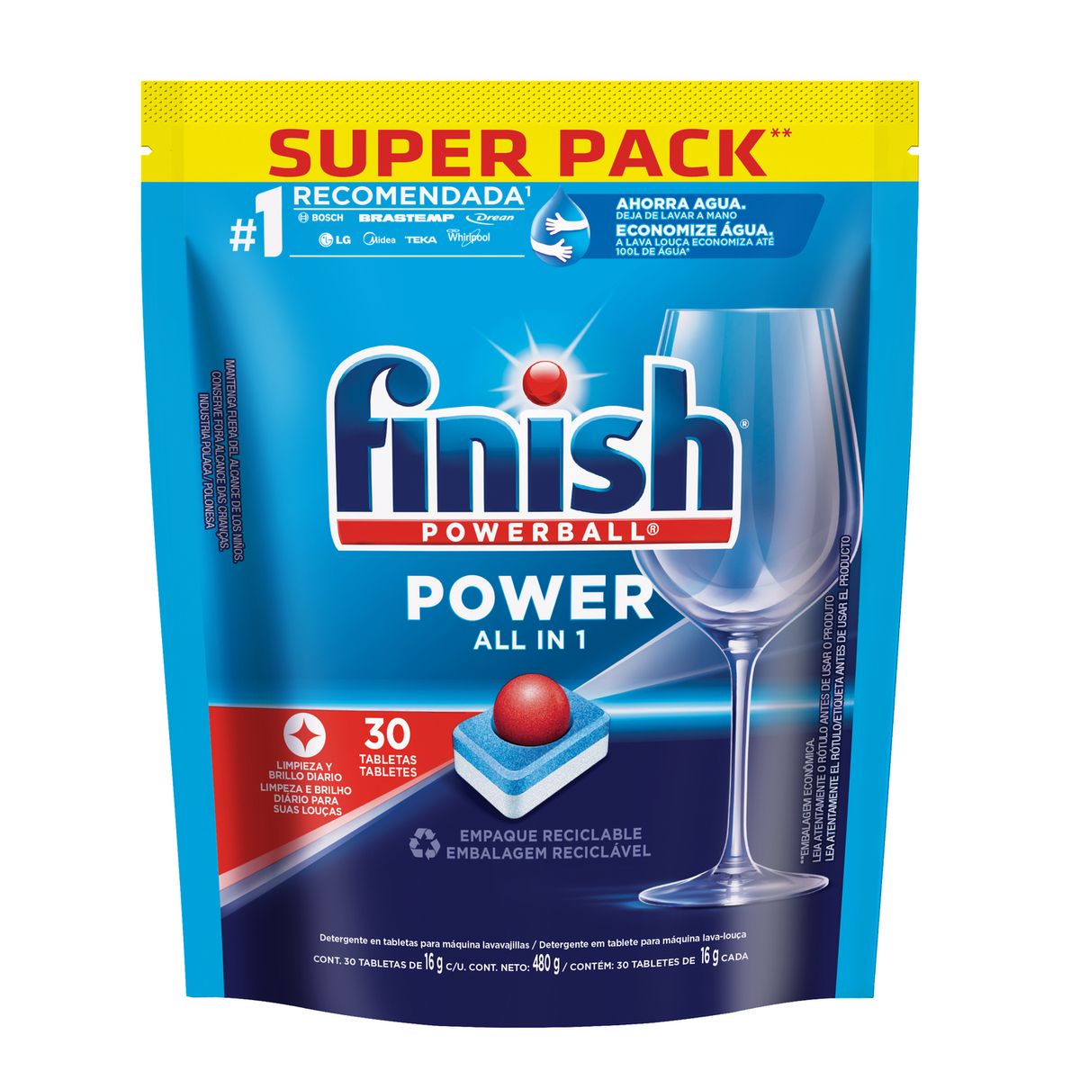 FINISH - Detergente para Lavavajilla 30 unidad(es) Doypack
