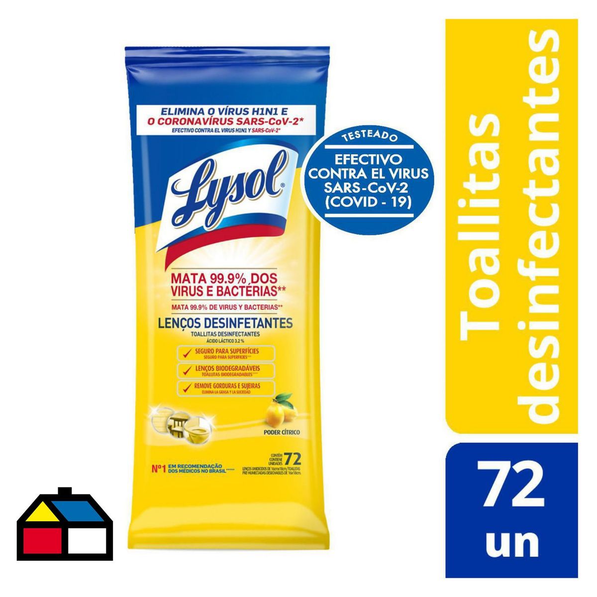 LYSOL - Toallitas desinfectantes citrico 72 unidades