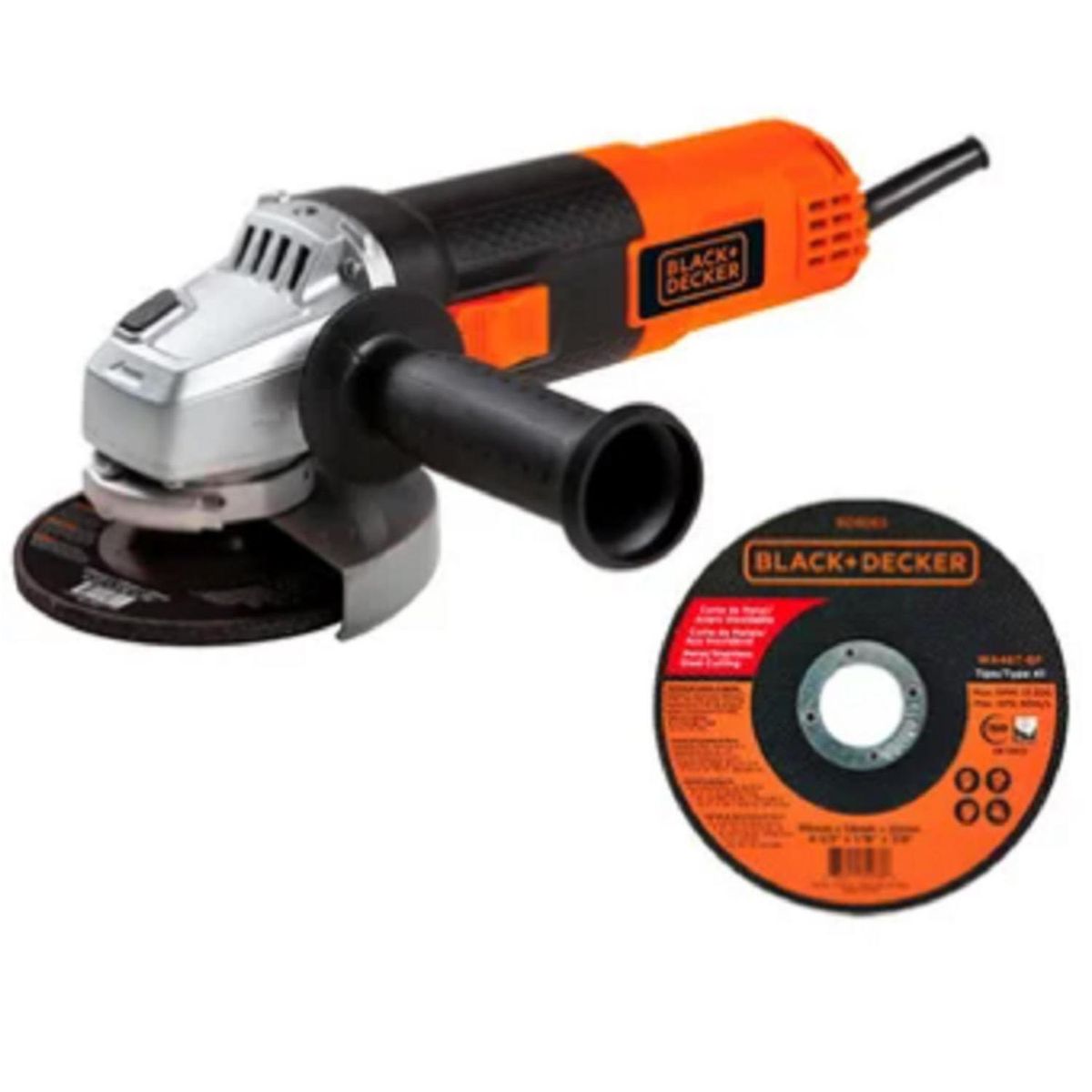 BLACK+DECKER - Esmeril eléctrico 4,5" 820W + 20 discos