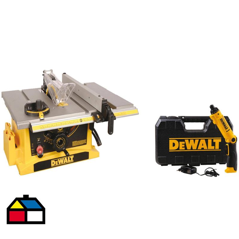 DEWALT - Sierra de banco 10" 1800W + atornillador 8V con accesorios