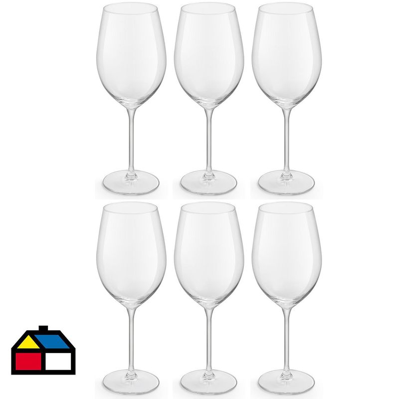 ROYAL - Set 6 copas vino tinto de vidrio 540 ml transparente.