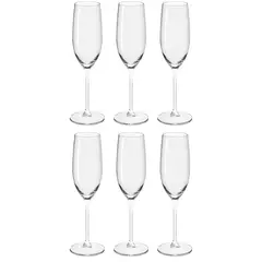ROYAL - Set 6 copas champagna de vidrio 210 ml transparente.