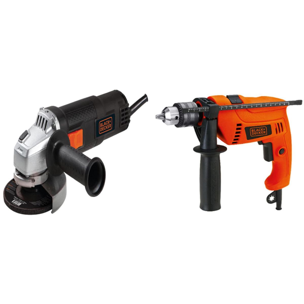 BLACK+DECKER - Taladro Percutor Eléctrico 13 Mm 550W + Esmeril 4,5" 820W