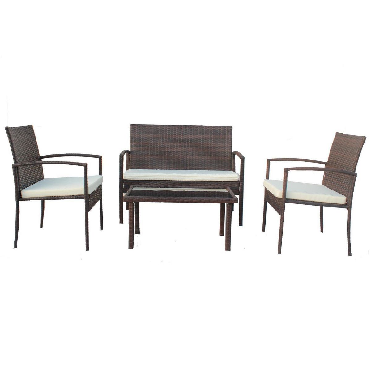 EL BARCO - Juego de Living de Terraza Sofia 4 Personas Café