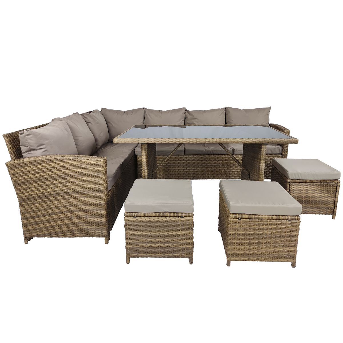 EL BARCO - Juego de Comedor de Terraza Antonia 6 Personas Café