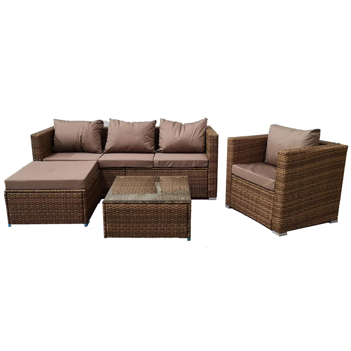 EL BARCO - Juego de Living de Terraza Estefania 4 Personas Café