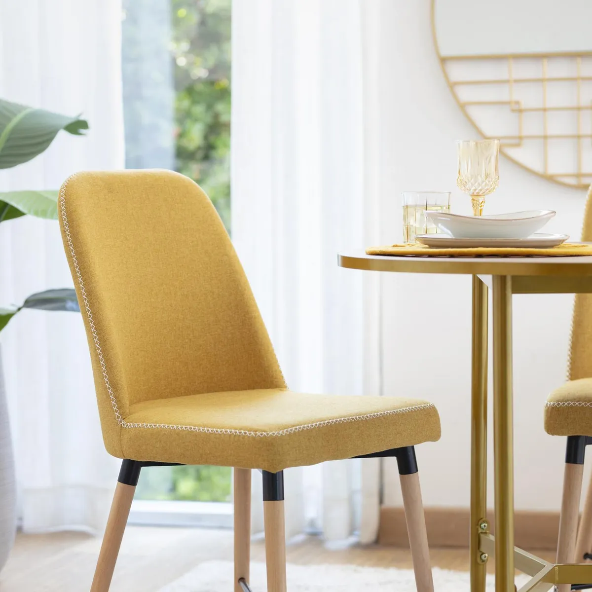 HOMY - Silla de Comedior Viken Mostaza 88x46x55 cm