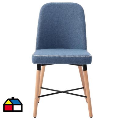 Silla de comedor madera azul