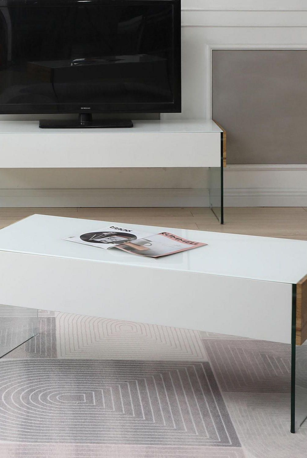 HOMY - Rack TV 65" 140x48x45 cm blanco/madera