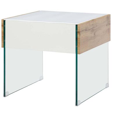 Mesa lateral 55x55x50 cm blanco / madera