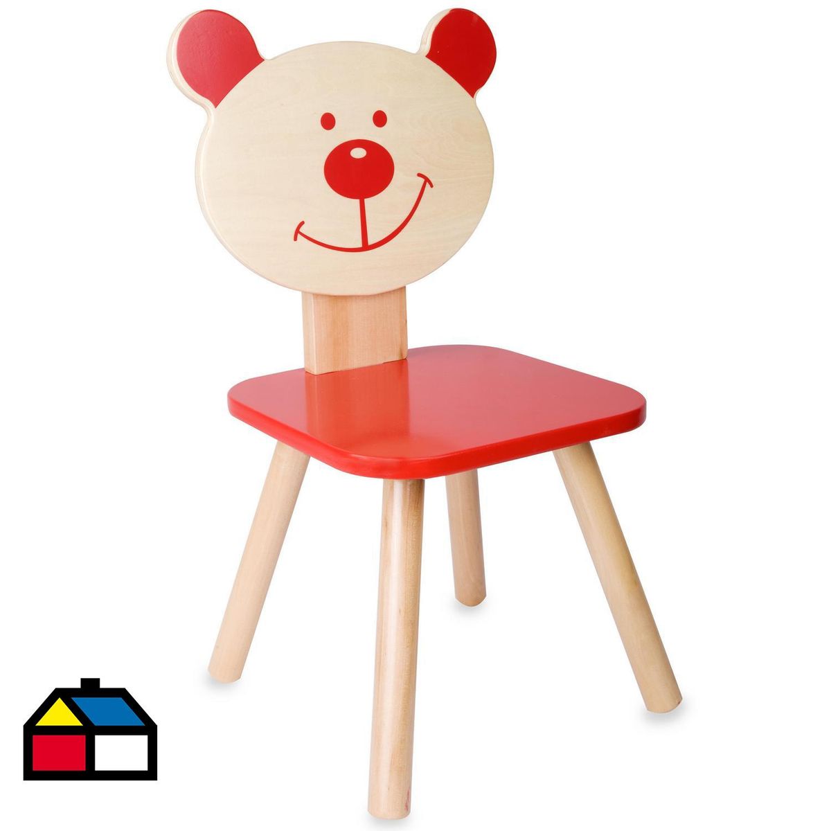 Silla madera osito rojo Rojo, marca KIDSCOOL - Foto Principal