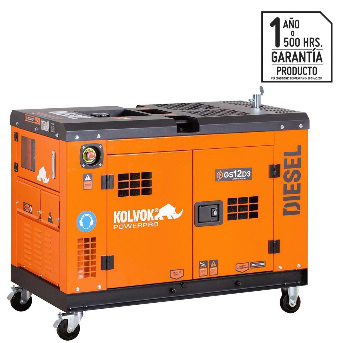 KOLVOK - Generador Eléctrico a Diésel Partida Eléctrica 9600 W 25 l