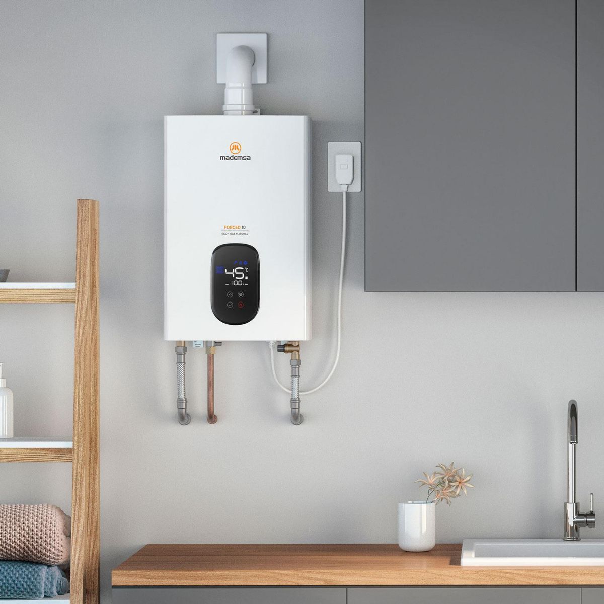 MADEMSA - Calefont Gas Natural 10 Litros Tiro Forzado 