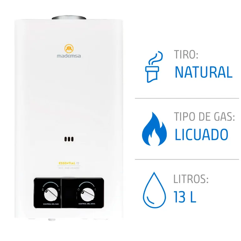 Calefont 13 Litros Gas Licuado Tiro Natural Ionizado