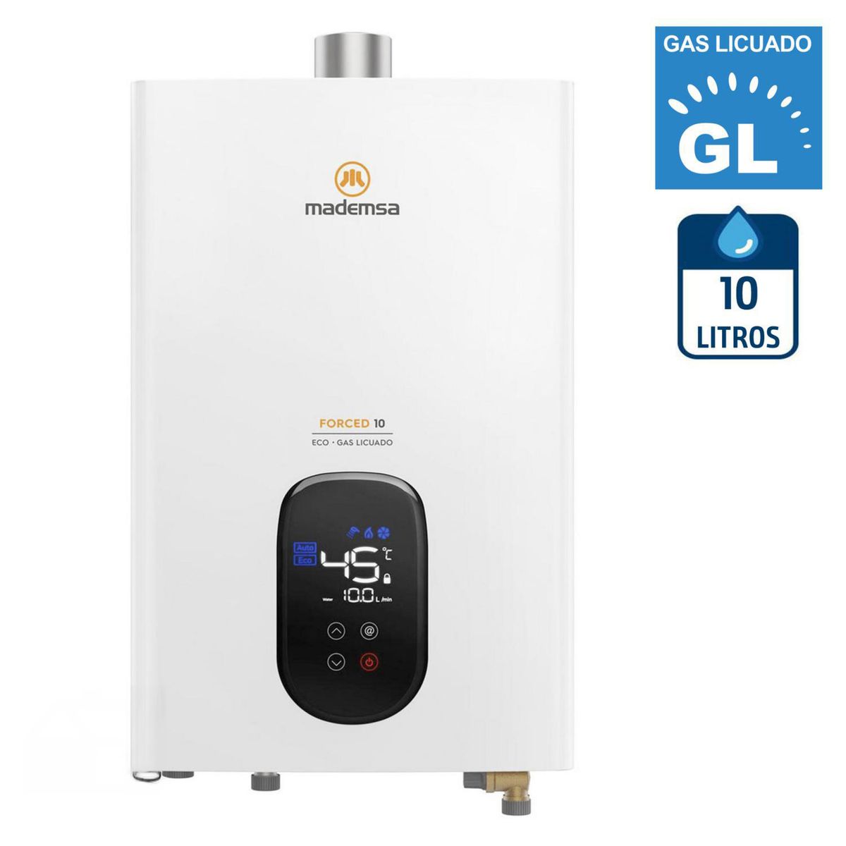 MADEMSA - Calefont Gas Licuado 10 Litros Tiro Forzado 