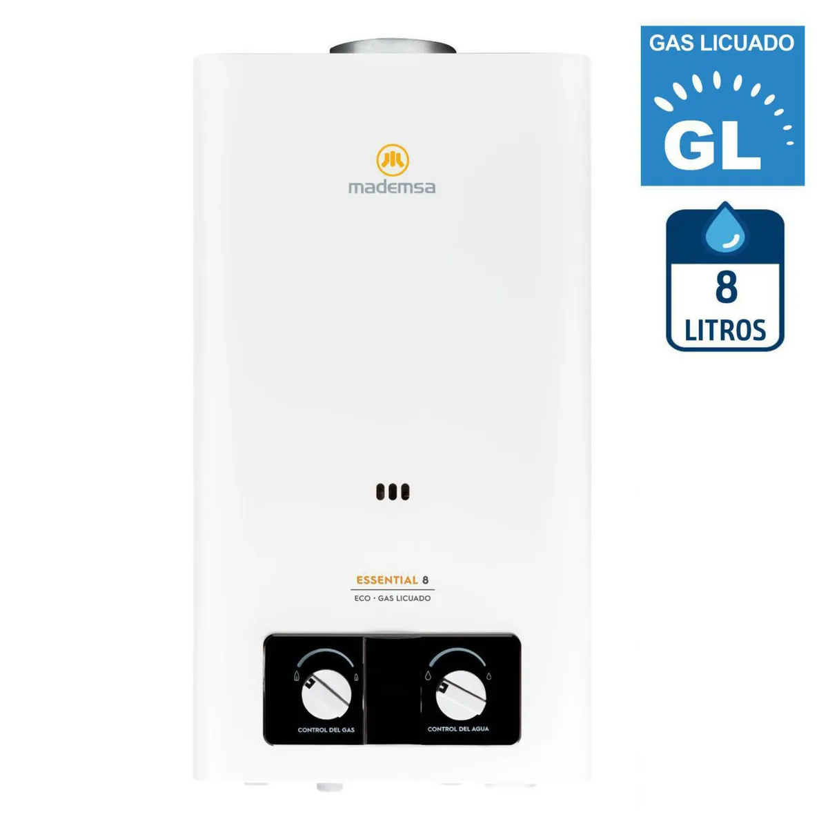 MADEMSA - Calefont Gas Licuado 8 Litros Tiro Natural Microturbina
