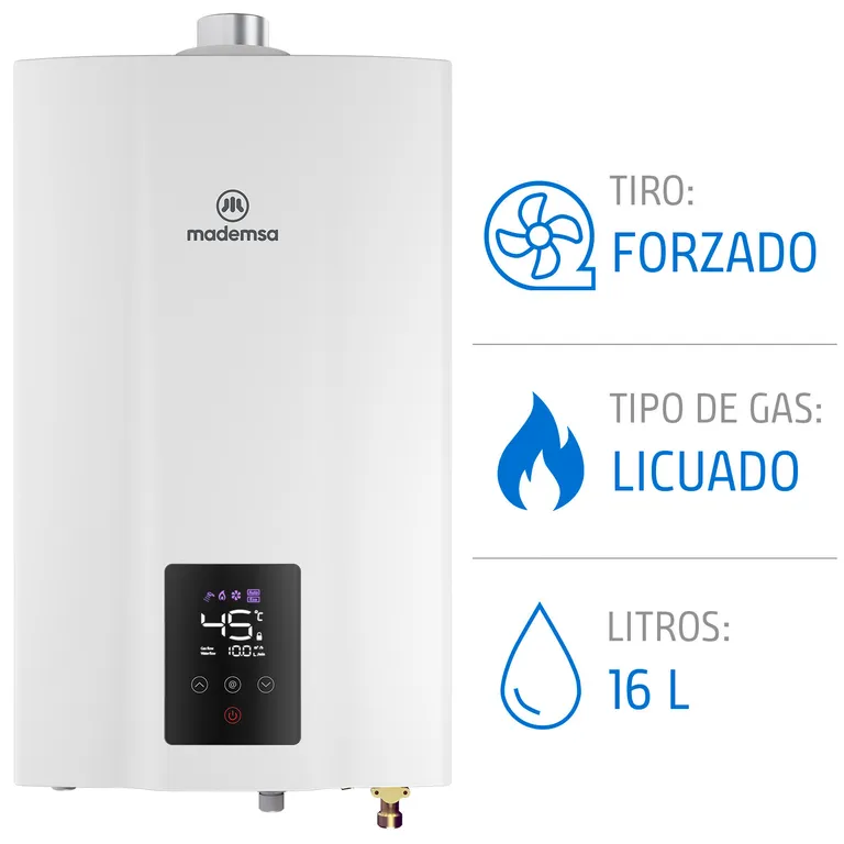 Calefont 16 Litros Gas Licuado Tiro Forzado