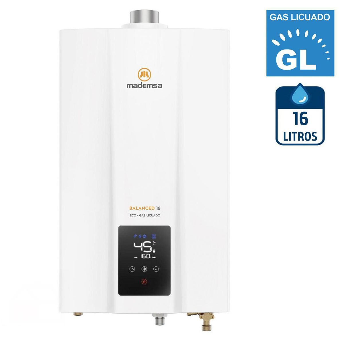 MADEMSA - Calefont Gas Licuado 16 Litros Tiro Forzado 