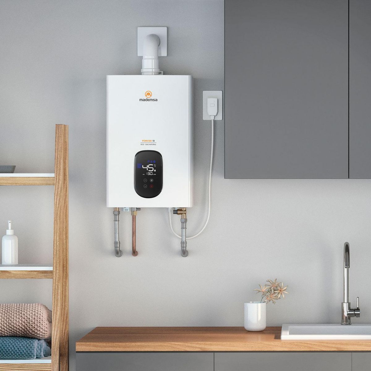 MADEMSA - Calefont Gas Natural 13 Litros Tiro Forzado 