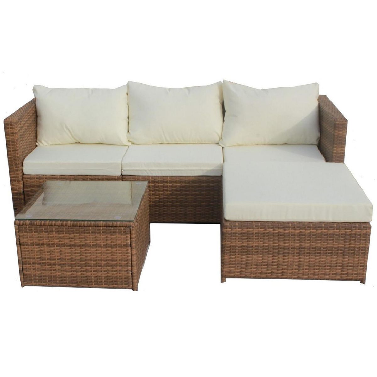 EL BARCO - Juego de Living de Terraza Amanda 4 Personas Café