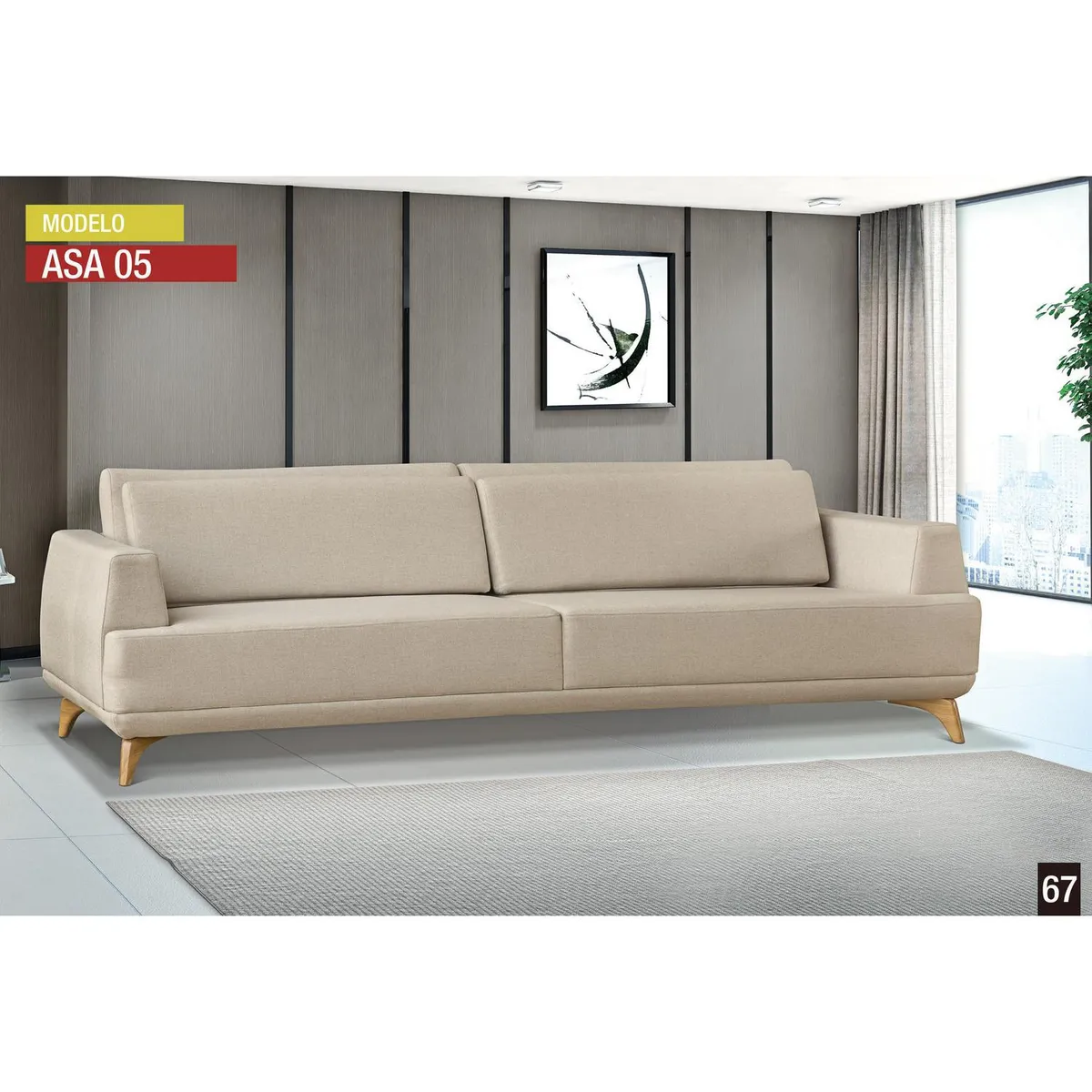 AR DESIGN - Sofá 3 cuerpos FLORENCIA 200x77x88 cm Beige