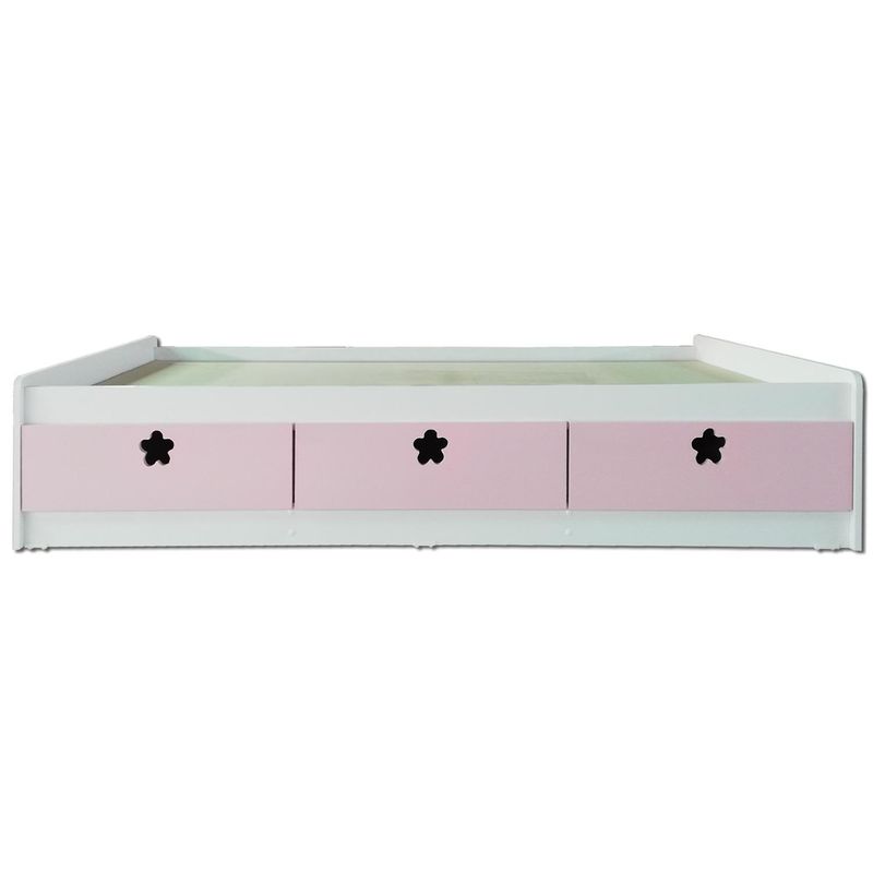MUEBLES KIDS - Cama con 3 Cajones 1.5 plazas Flor  Rosado