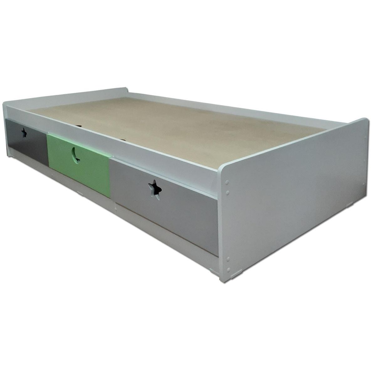 MUEBLES KIDS - Cama 1.5 Plazas Infantil  Verde Gris