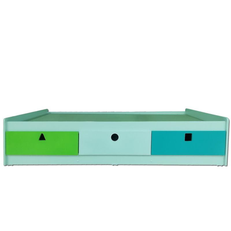 MUEBLES KIDS - Cama Geométrica 3 Cajones Geometrica Infantil Verde Calipso Blanco